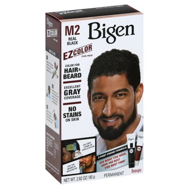 Bigen EZ Color for Men M2 Real Black – Hair & Beard Dye, 2.82 oz - ANNS BEAUTY SUPPLY